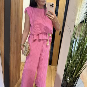 Plisowany komplet damski – styl i wygoda w eleganckim wydaniu ✨ kolor Pudrowy róż