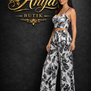 Letni Stylowy Komplet w kwiaty Top + Spodnie (Kopia)