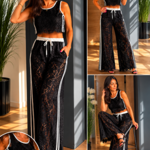 🌟 Czarny Koronkowy Komplet Boho/Glamour – Efekt Wow! 🌟